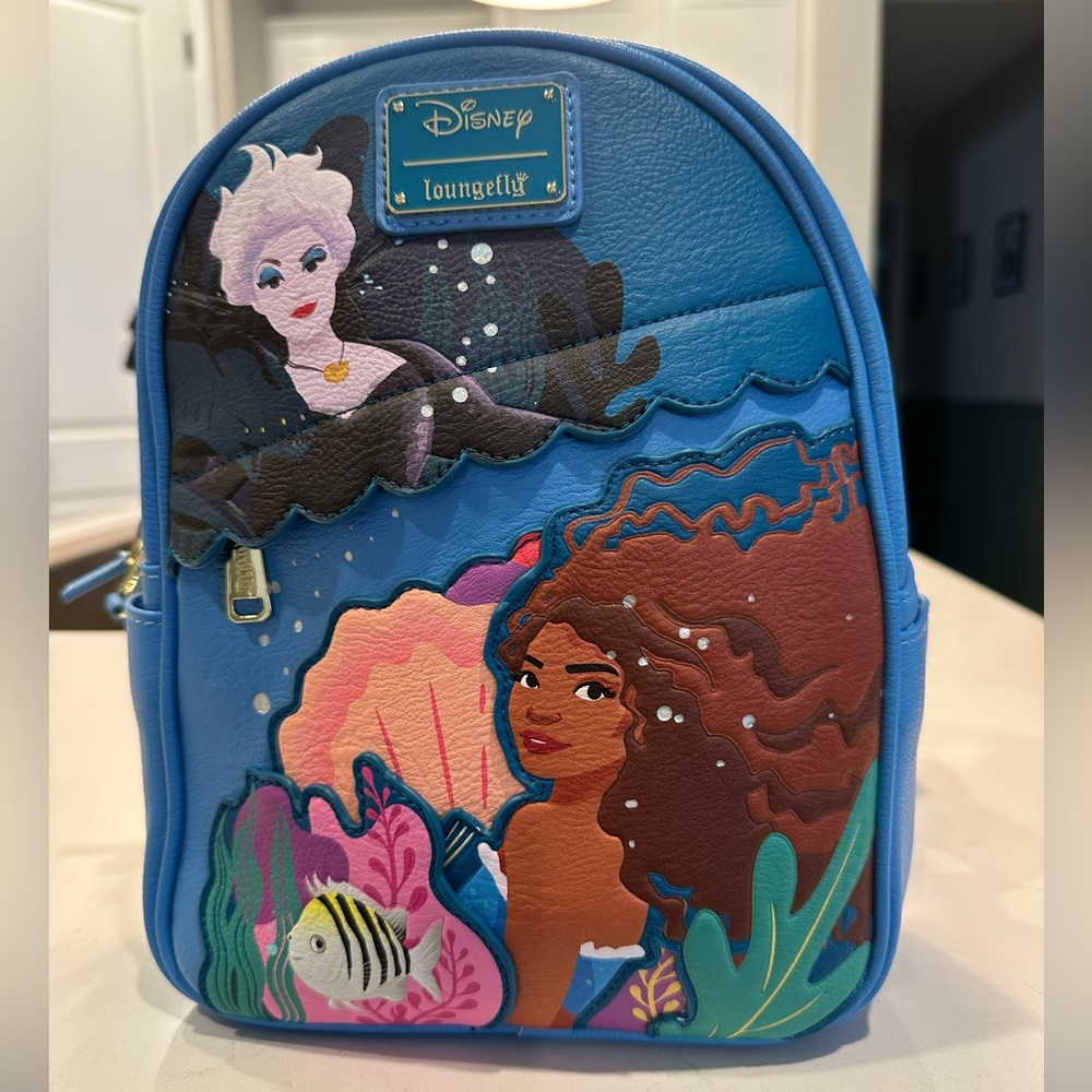NWT Disney’s Little Mermaid Loungefly Mini-Backpack, Blue.